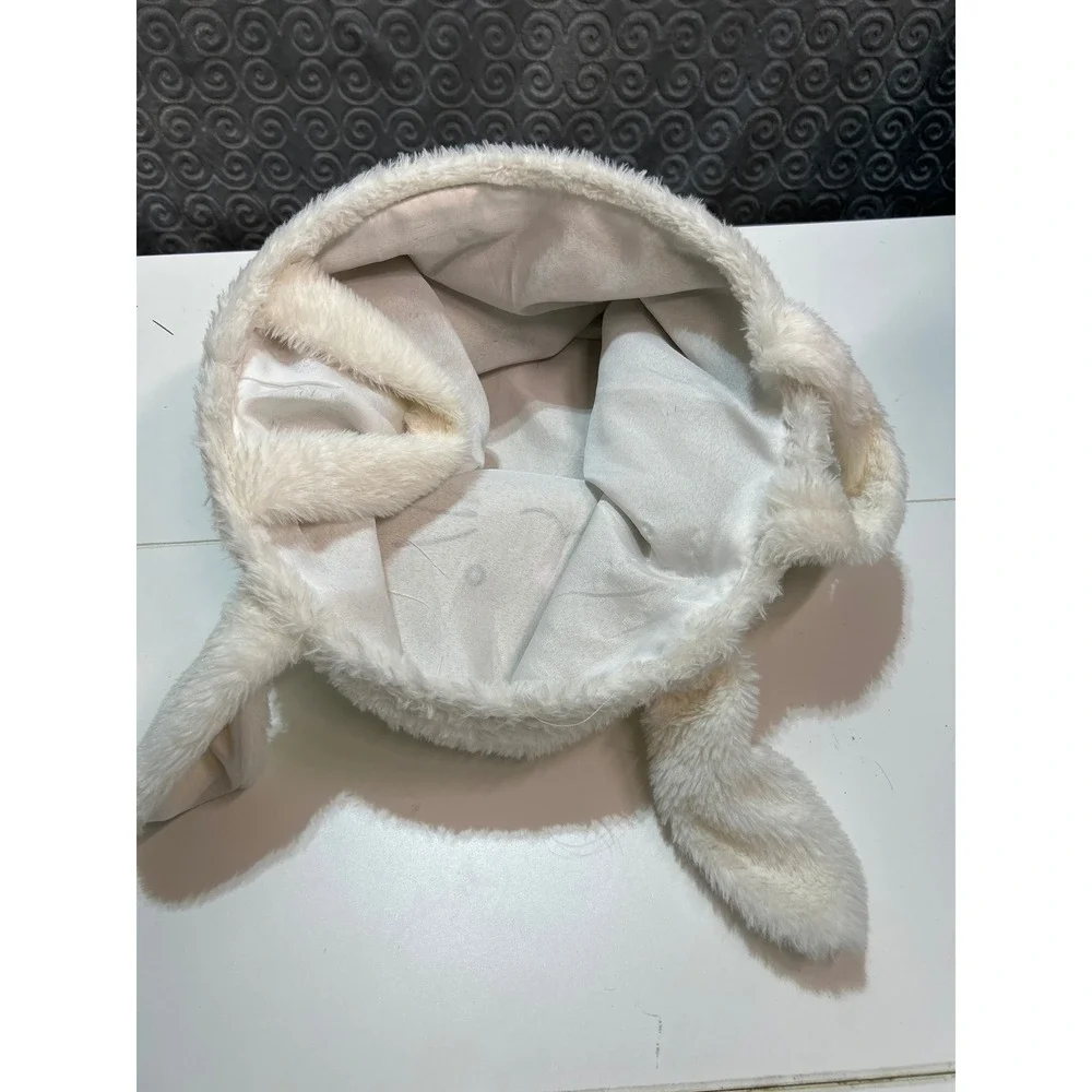 Plush White Bunny Rabbit Easter Basket Bag Treat‎ Candy Holder Cute Ears
